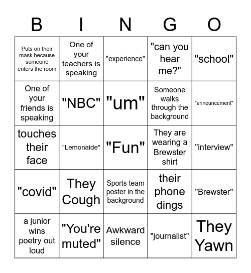 Zoom Day Bingo Card