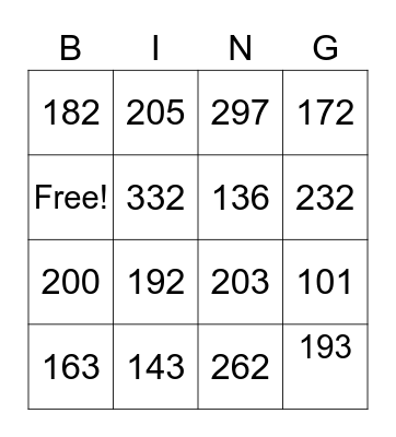 Addition w/ Regrouping Bingo Card