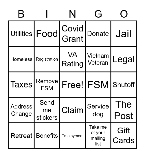 RC Bingo Card