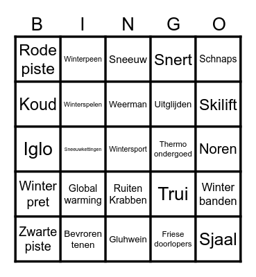 Maatschappij Winter Bingo Card