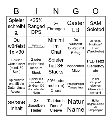 Bingo B Bingo Card