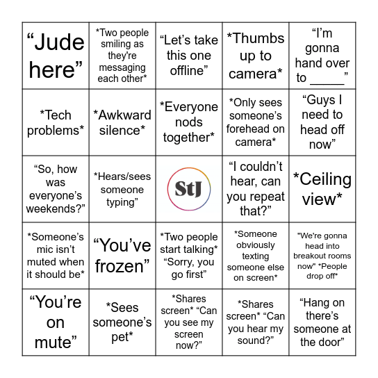 Zoom Bingo Card