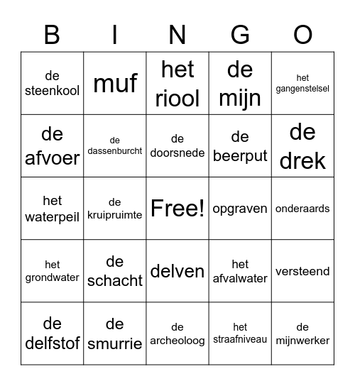 Ondergronds staal groep 6 Bingo Card