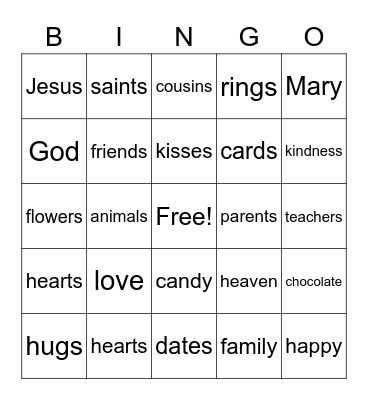 Valentine's Day Bingo Card