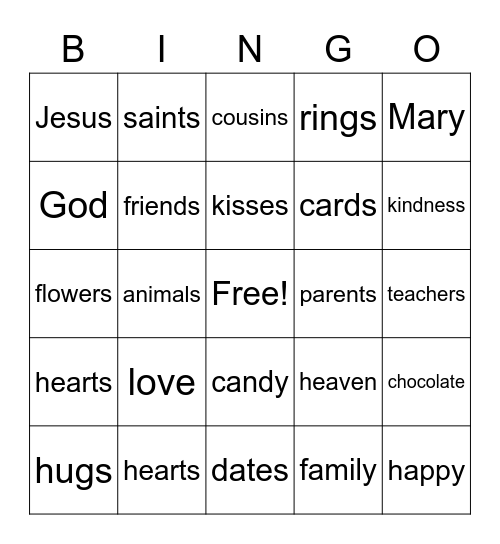 Valentine's Day Bingo Card