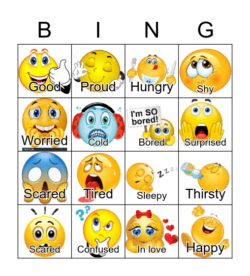 Feelings Bingo Card