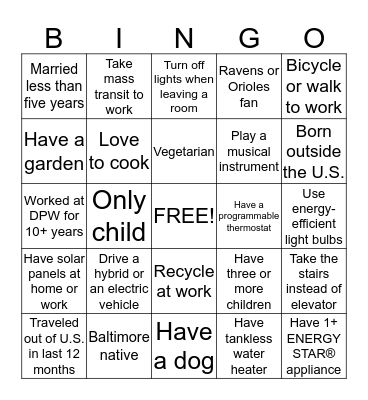 Get to Know Me BINGO Card
