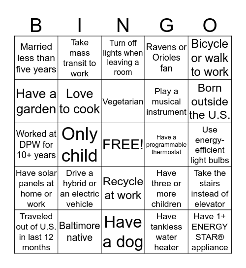 Get to Know Me BINGO Card