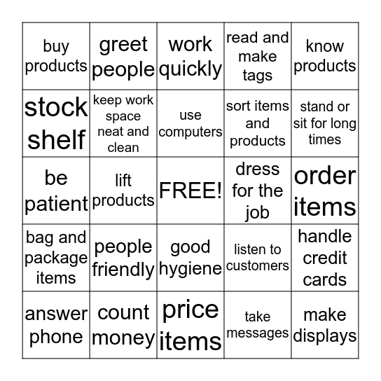 customer service skills Bingo Card