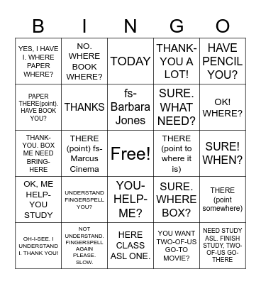 Practice 3.4 Expressive Bingo Card