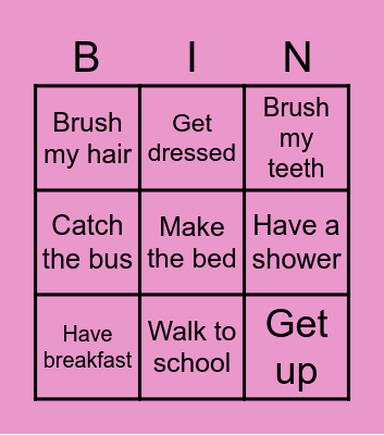 Morning routines Bingo Card