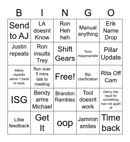 Boynado Bingo Card