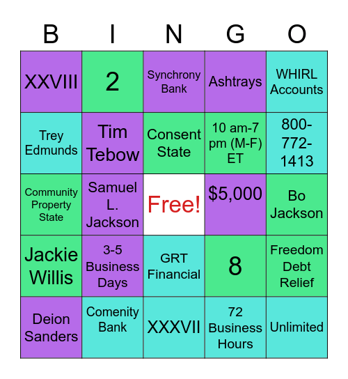 TEAM G MONEY INNING Bingo Card
