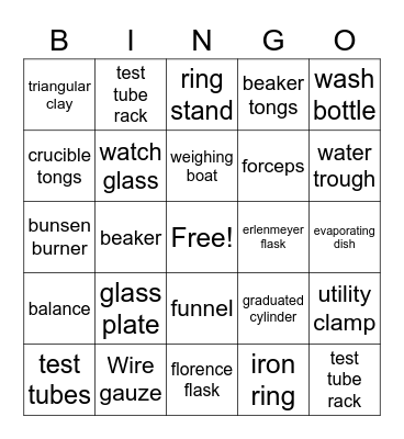 Lab Equipment Bingo Card