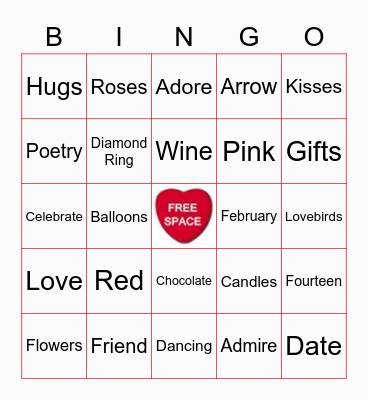 Valentine's Day Edition Bingo Card