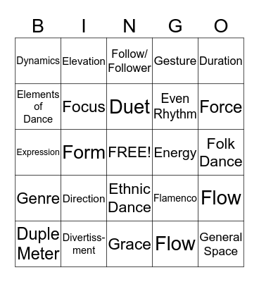 Direction-Grace Bingo Card