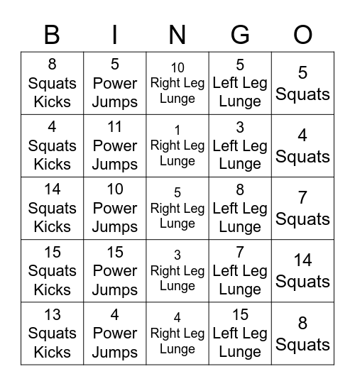 Strength Bingo Card