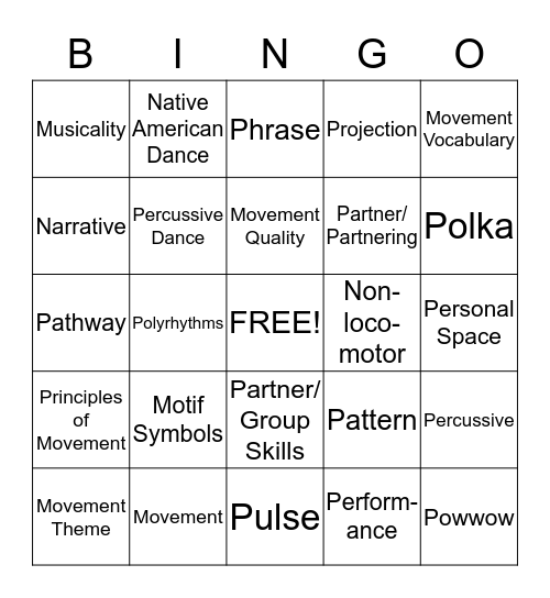Motif Symbols- Pulse Bingo Card