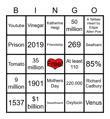 FCE Bingo-Valentine's Bingo Card