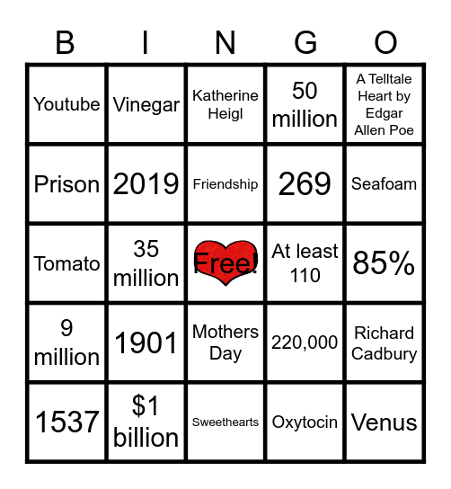 FCE Bingo-Valentine's Bingo Card