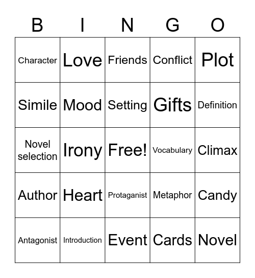 Valentine's Day ELA Bingo Card