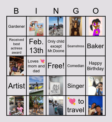 Mia's 11th Birthday Bingo Card
