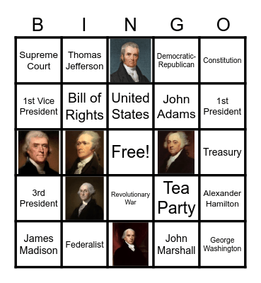 Founding Fathers of the United States of America Bingo Card