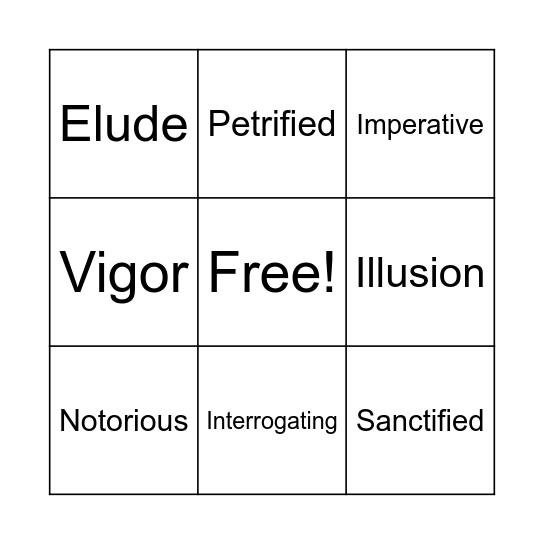 Night Vocab. pgs. 29-46 Bingo Card