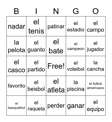 6.1 vocab spanish Bingo Card