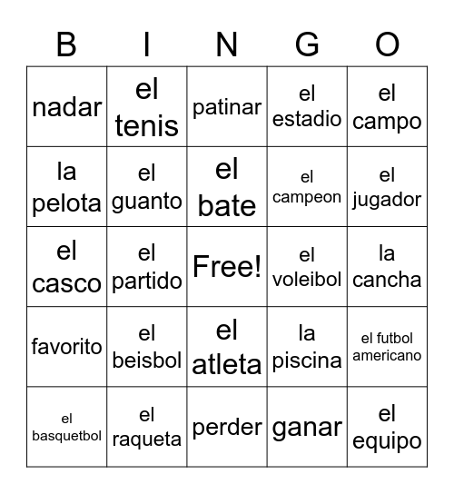 6.1 vocab spanish Bingo Card