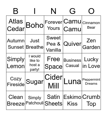 Welcome to Scentsy! Bingo Card