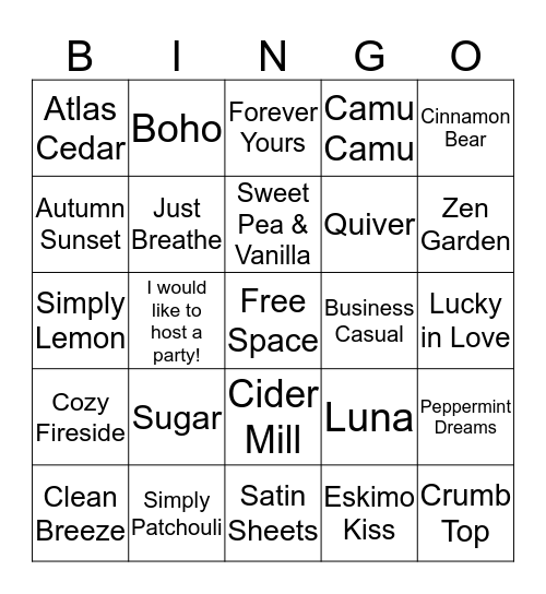 Welcome to Scentsy! Bingo Card