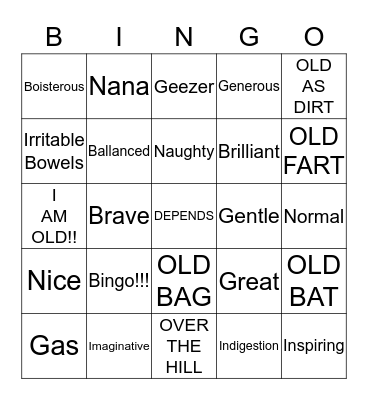 JOAN B. IS  1/2 WAY TO 60!! Bingo Card