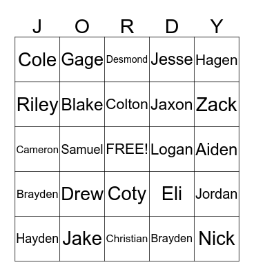 Birthday Bingo Card