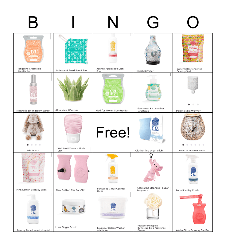 Scentsy Bingo Card