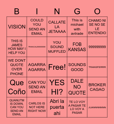 VISION AERONAUTICS Bingo Card