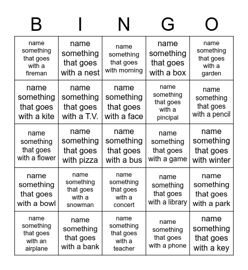 Something that goes with...... Bingo Card