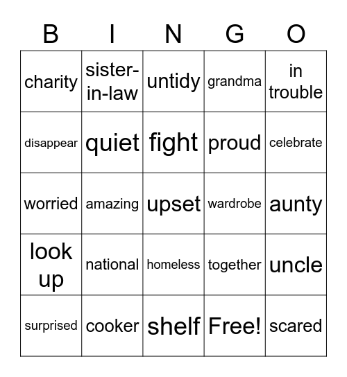 Vocabulary Think Unit 5 and 6 Bingo Card