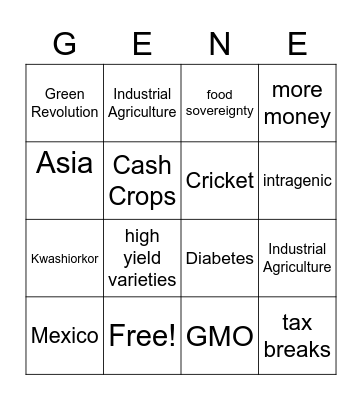 Genes! Bingo Card