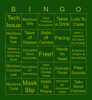 Yanowitch Bingo Card