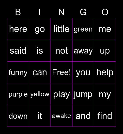 Neina's Sight Words Bingo Card
