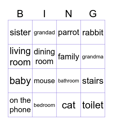 Happy House Bingo Card