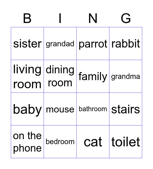 Happy House Bingo Card