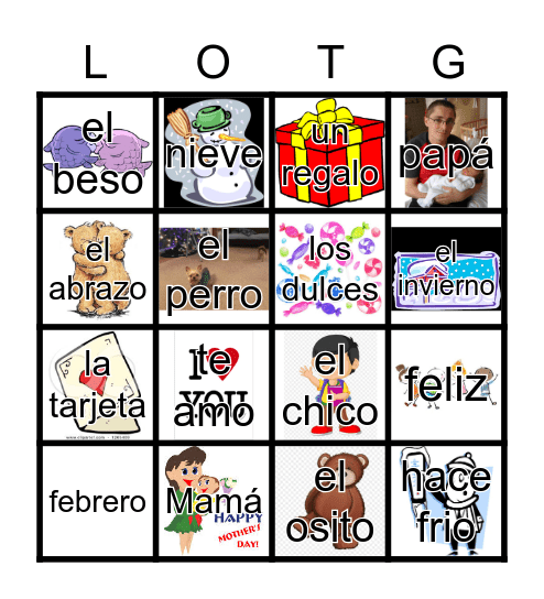 El día de San Valentín edited by Mrs. Machiela Bingo Card