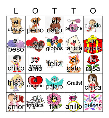 El día de San Valentín Bingo Card