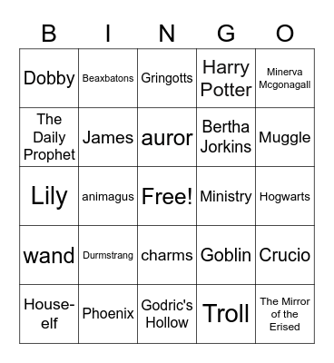 Harry Potter Bingo Card