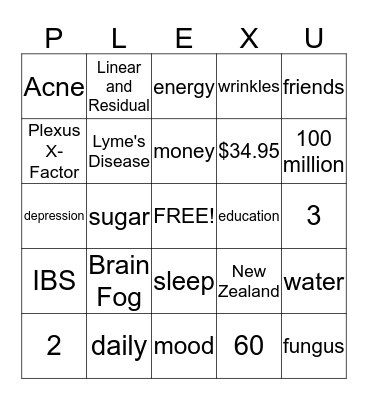 PLEXUS Bingo Card