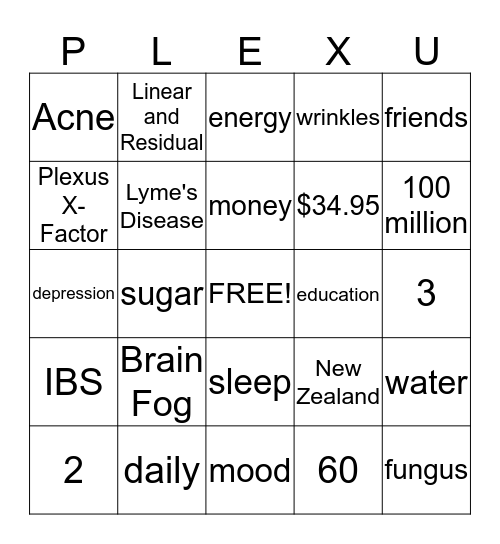 PLEXUS Bingo Card