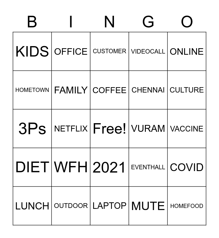 remote work bingo