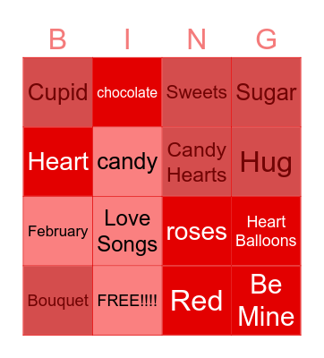 Valentines Day Bingo Card